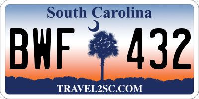 SC license plate BWF432