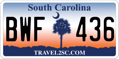 SC license plate BWF436