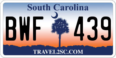 SC license plate BWF439
