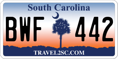 SC license plate BWF442