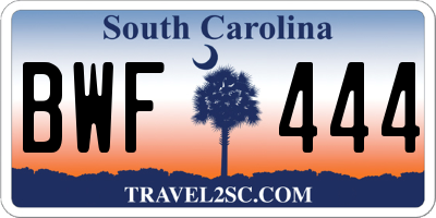 SC license plate BWF444