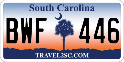 SC license plate BWF446