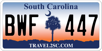 SC license plate BWF447