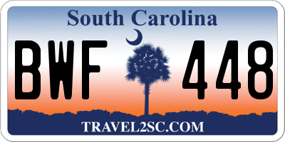 SC license plate BWF448