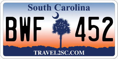 SC license plate BWF452
