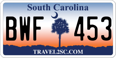 SC license plate BWF453
