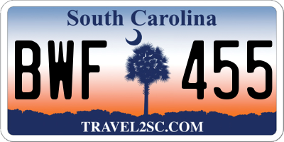 SC license plate BWF455
