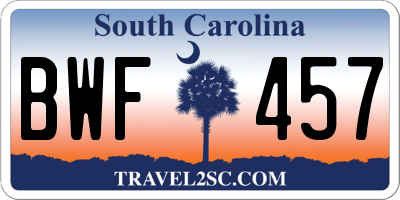 SC license plate BWF457