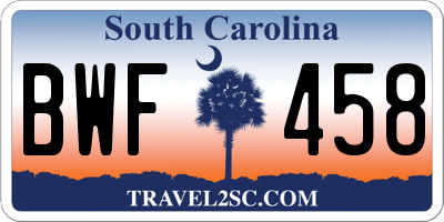 SC license plate BWF458