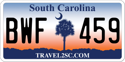 SC license plate BWF459