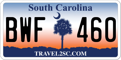 SC license plate BWF460
