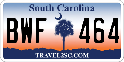 SC license plate BWF464