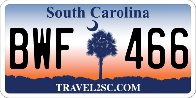 SC license plate BWF466