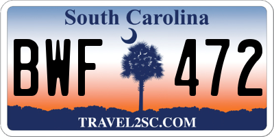 SC license plate BWF472
