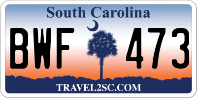 SC license plate BWF473