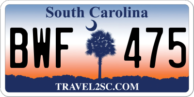 SC license plate BWF475