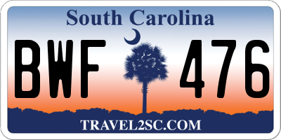 SC license plate BWF476