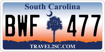 SC license plate BWF477