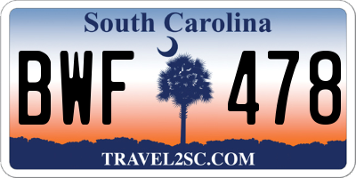 SC license plate BWF478