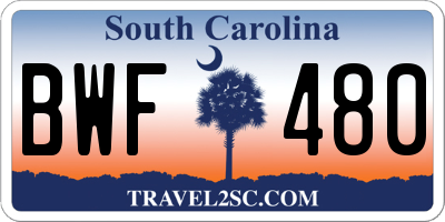 SC license plate BWF480