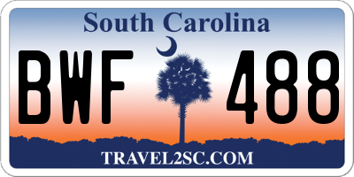 SC license plate BWF488