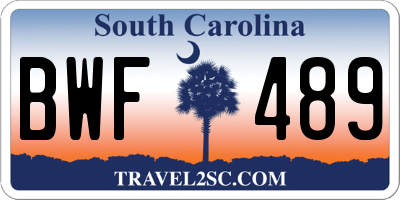 SC license plate BWF489