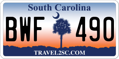 SC license plate BWF490