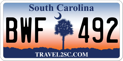 SC license plate BWF492