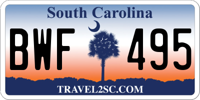 SC license plate BWF495