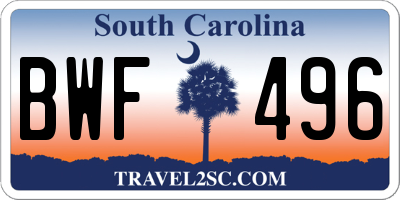 SC license plate BWF496