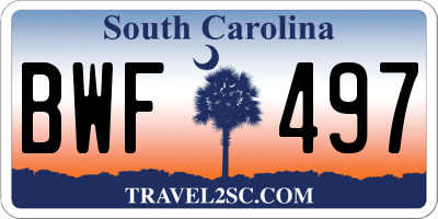 SC license plate BWF497