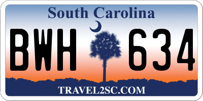 SC license plate BWH634