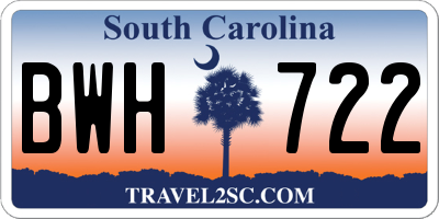SC license plate BWH722