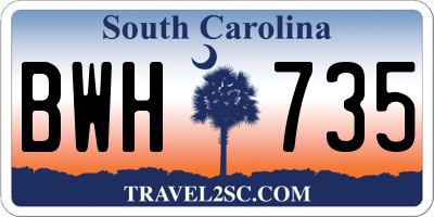 SC license plate BWH735