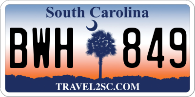 SC license plate BWH849