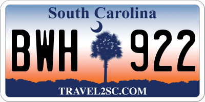 SC license plate BWH922