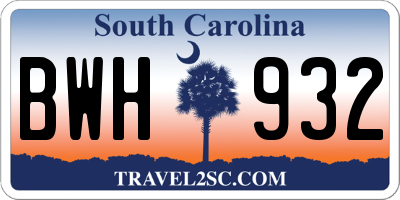 SC license plate BWH932