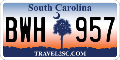 SC license plate BWH957