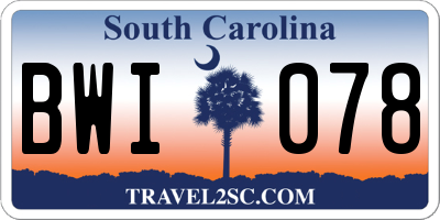 SC license plate BWI078
