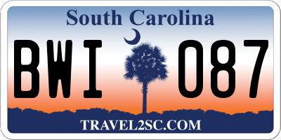 SC license plate BWI087