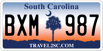 SC license plate BXM987