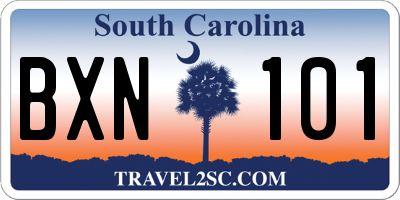 SC license plate BXN101