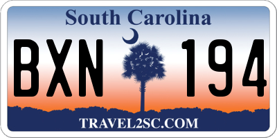 SC license plate BXN194