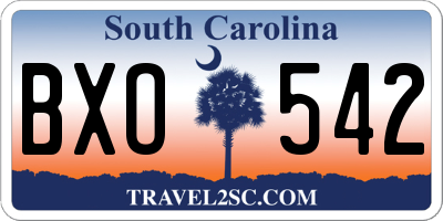 SC license plate BXO542