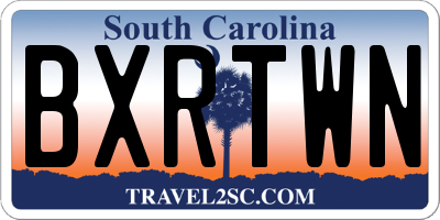 SC license plate BXRTWN