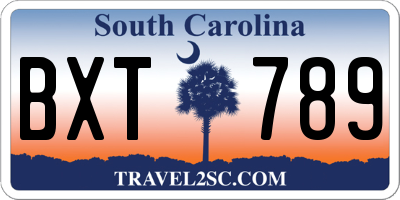 SC license plate BXT789