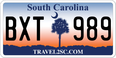 SC license plate BXT989