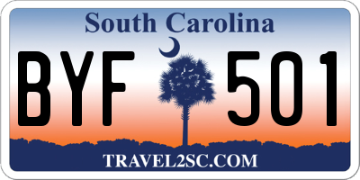 SC license plate BYF501