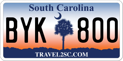 SC license plate BYK800