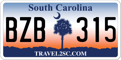 SC license plate BZB315
